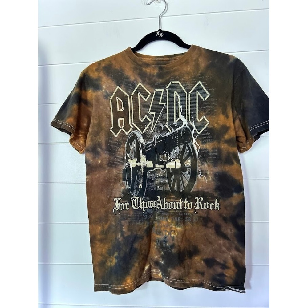 AC/DC Brown Tie Dye Tshirt Sz Small